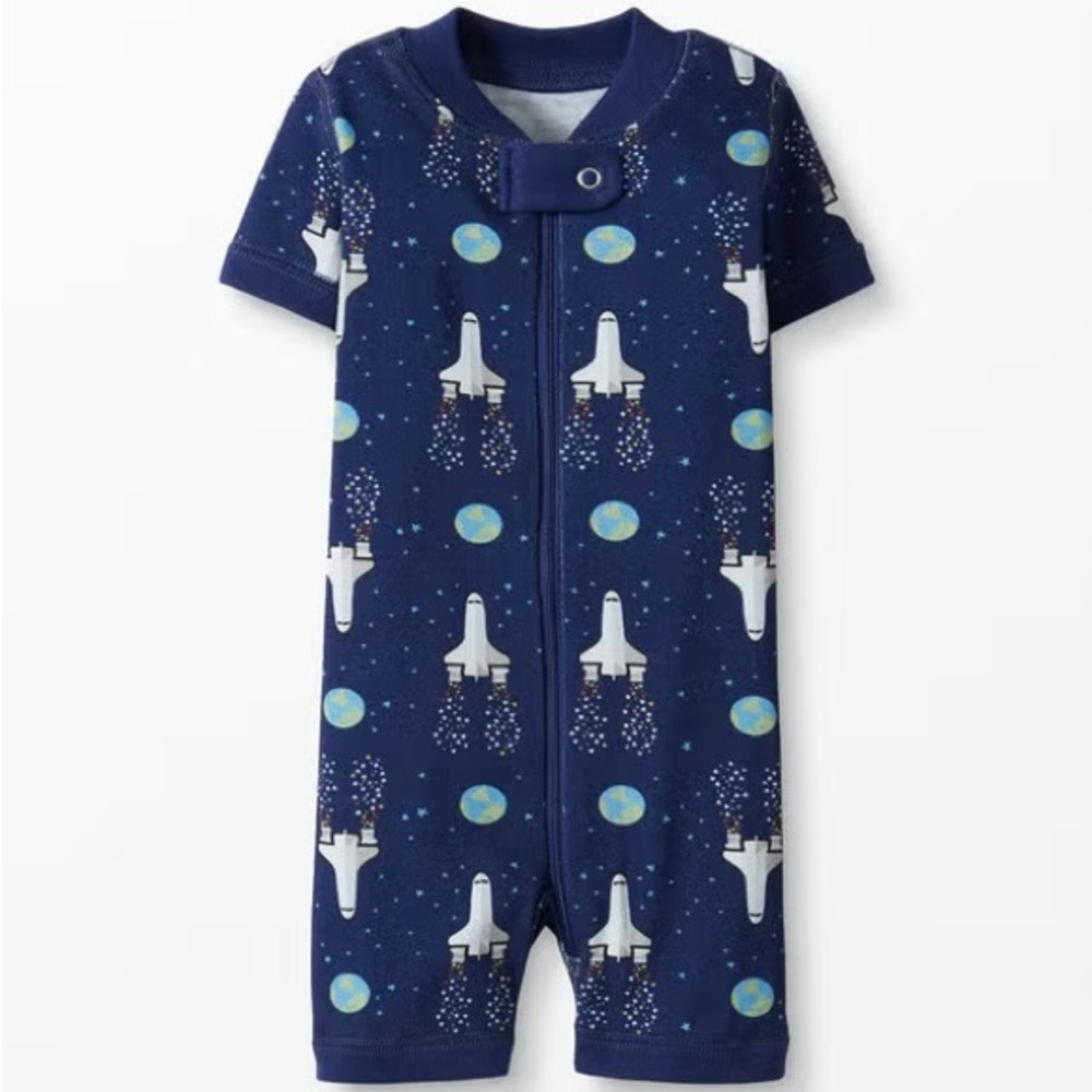 Hanna Andersson Organic Cotton Space Shuttle Zip Shortie Sleeper 6-12M